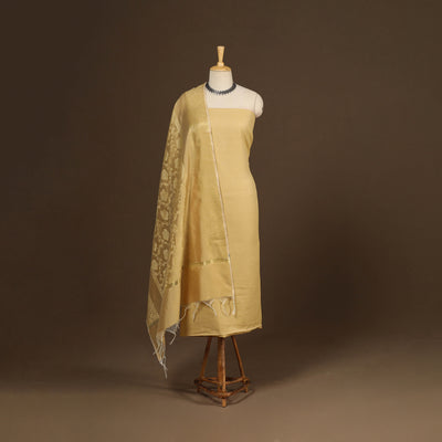 Yellow - 2pc slub silk unstitched plain dress material