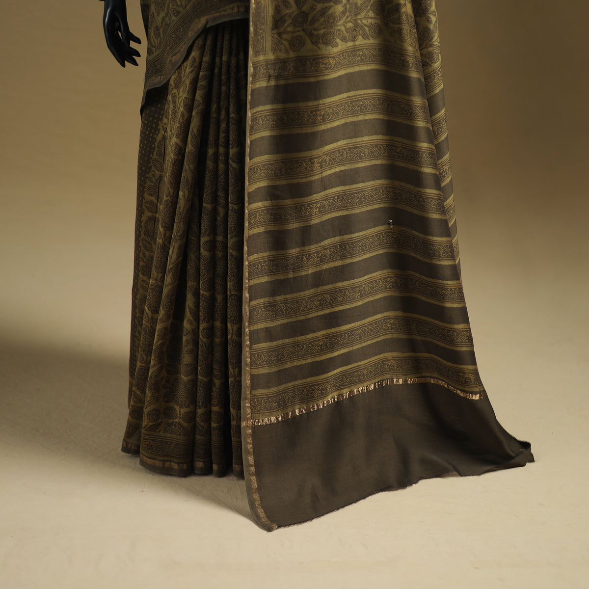 Chanderi Silk Akola Hand Block Print Natural Dyed Saree 02