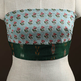 Blue - Sanganeri Hand Block Print Cotton Blouse Piece 09