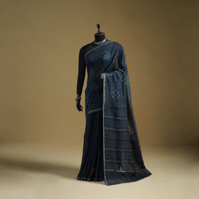 Chanderi Silk Akola Hand Block Print Natural Dyed Saree 03