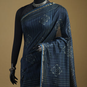 Chanderi Silk Akola Hand Block Print Natural Dyed Saree 03
