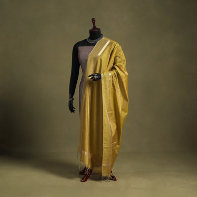 Yellow - handloom silk cotton heavy tissue gold zari