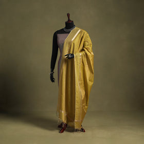 Yellow - handloom silk cotton heavy tissue gold zari