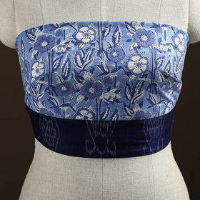 Blue - Sanganeri Hand Block Print Cotton Blouse Piece 12