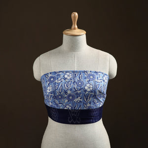 Blue - Sanganeri Hand Block Print Cotton Blouse Piece 12