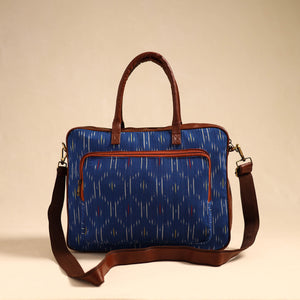 Blue - Handmade Pochampally Ikat Laptop Bag 31