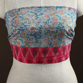 Blue - Sanganeri Hand Block Print Cotton Blouse Piece 13