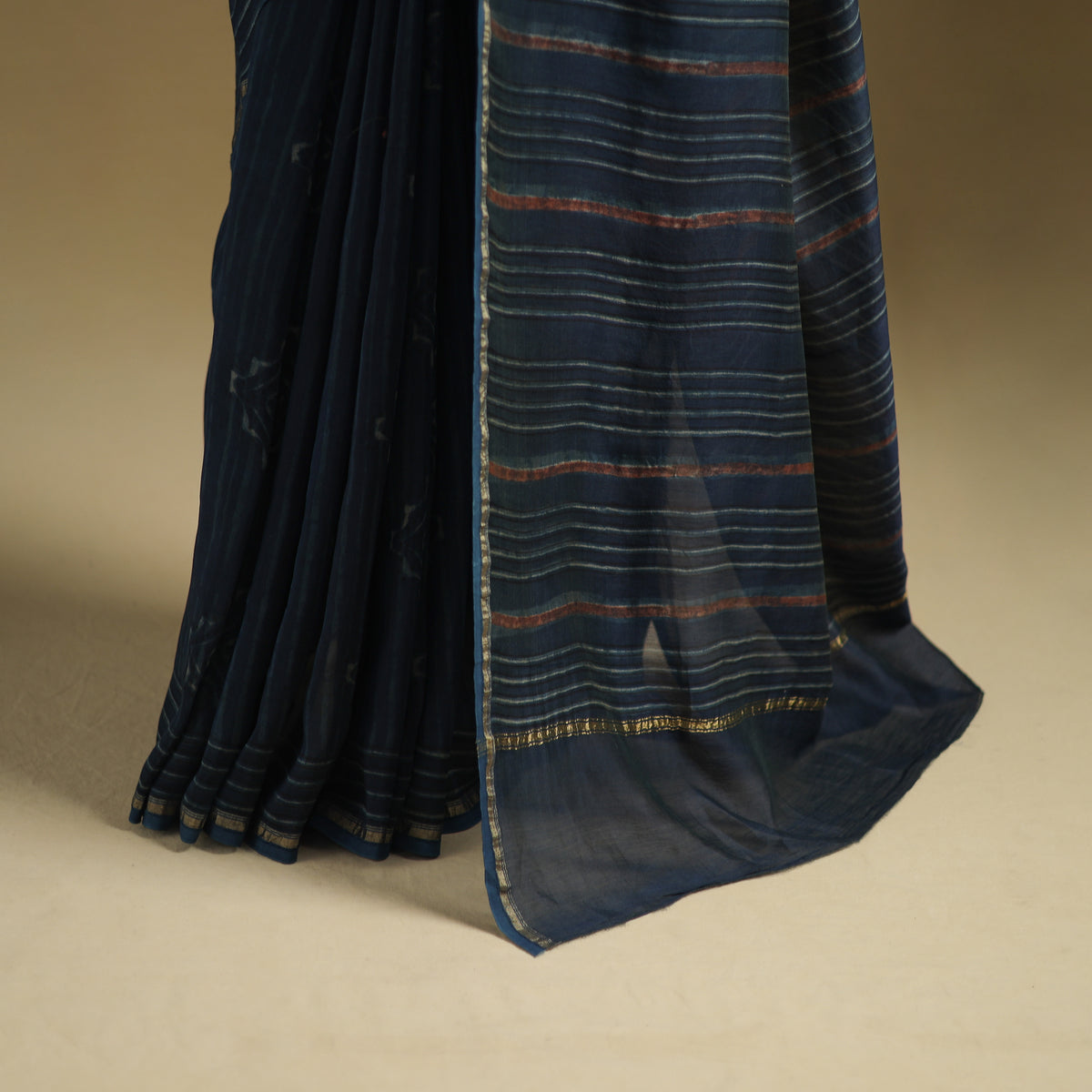 Chanderi Silk Akola Hand Block Print Natural Dyed Saree 03