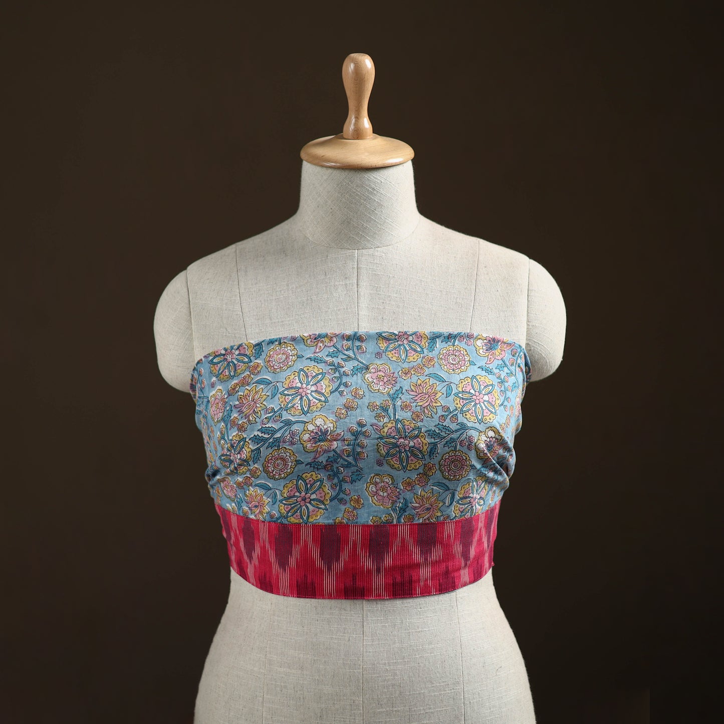 Blue - Sanganeri Hand Block Print Cotton Blouse Piece 13