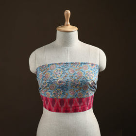 Blue - Sanganeri Hand Block Print Cotton Blouse Piece 13