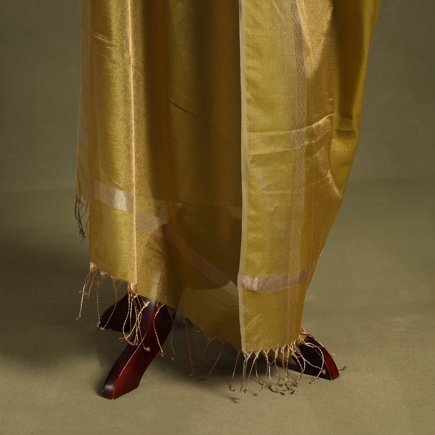 Yellow - handloom silk cotton heavy tissue gold zari