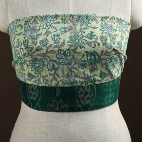 Green - Sanganeri Hand Block Print Cotton Blouse Piece 14