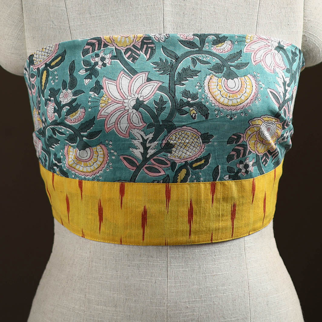 Green - Sanganeri Hand Block Print Cotton Blouse Piece 16