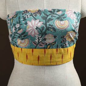Green - Sanganeri Hand Block Print Cotton Blouse Piece 16