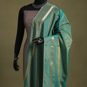 Green - handloom silk cotton heavy tissue gold zari