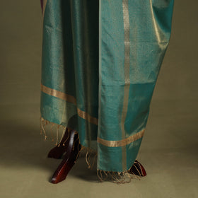 Green - handloom silk cotton heavy tissue gold zari