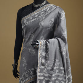 Chanderi Silk Akola Hand Block Print Natural Dyed Saree 04