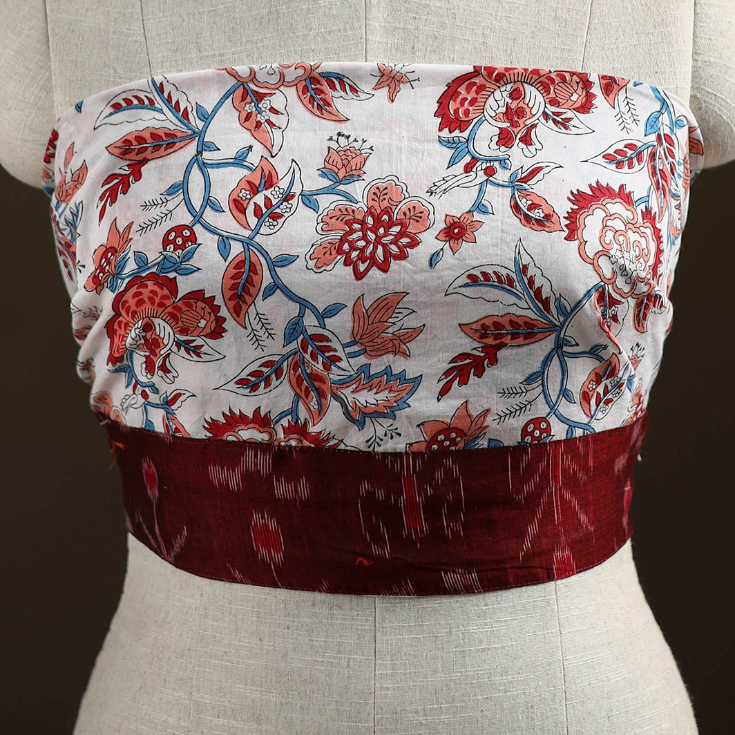 White - Sanganeri Hand Block Print Cotton Blouse Piece 20