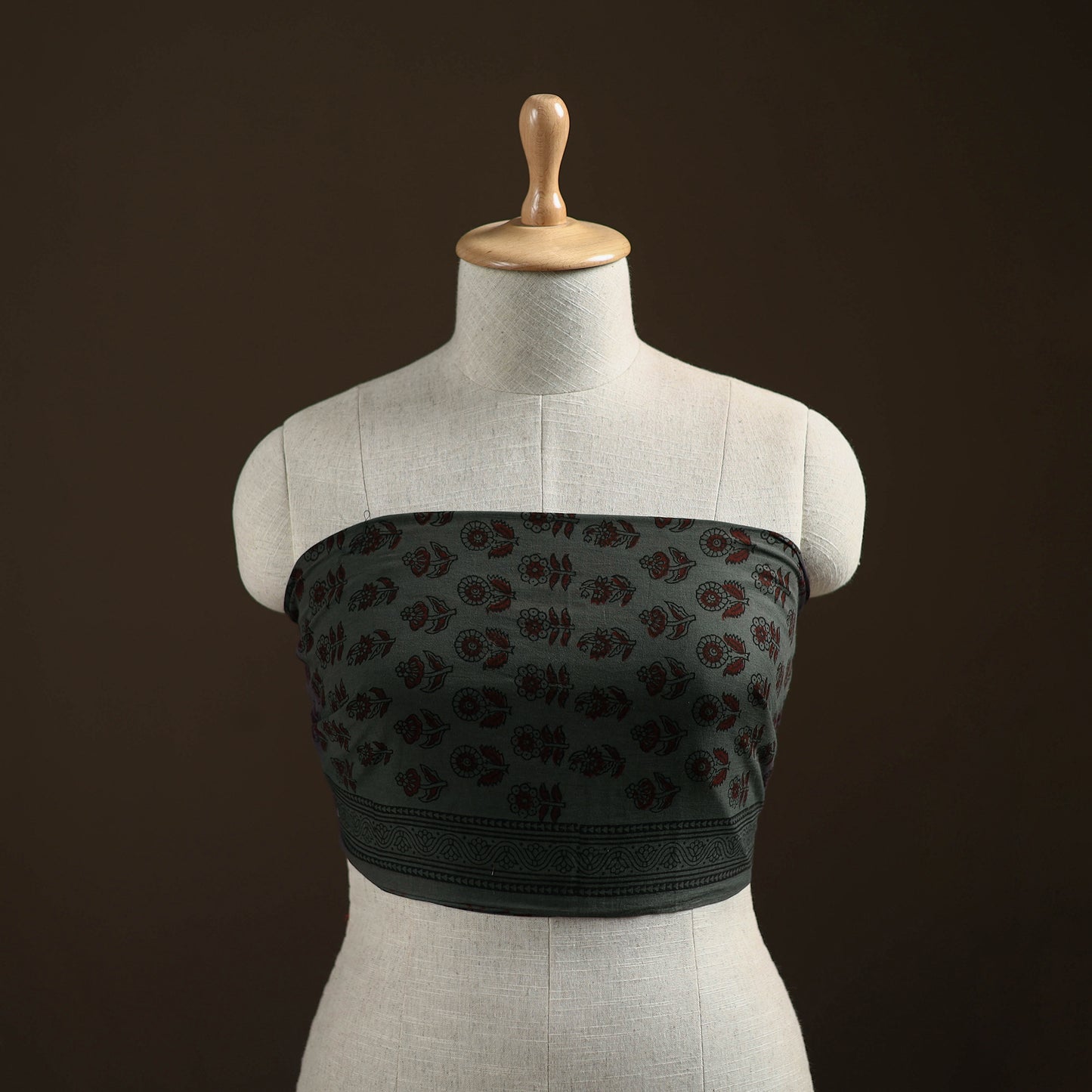 Black - Bagh Hand Block Print Natural Dyed Cotton Blouse Piece 21