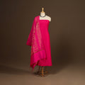 Pink - 2pc slub silk unstitched plain dress material