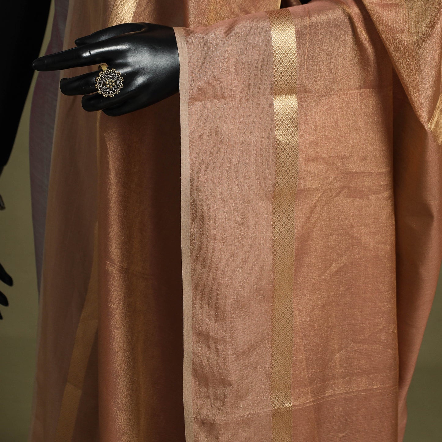 Handloom silk cotton heavy tissue gold zari maheshwari