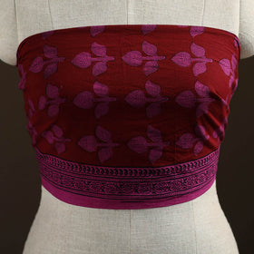 Maroon - Bagh Hand Block Print Natural Dyed Cotton Blouse Piece 22