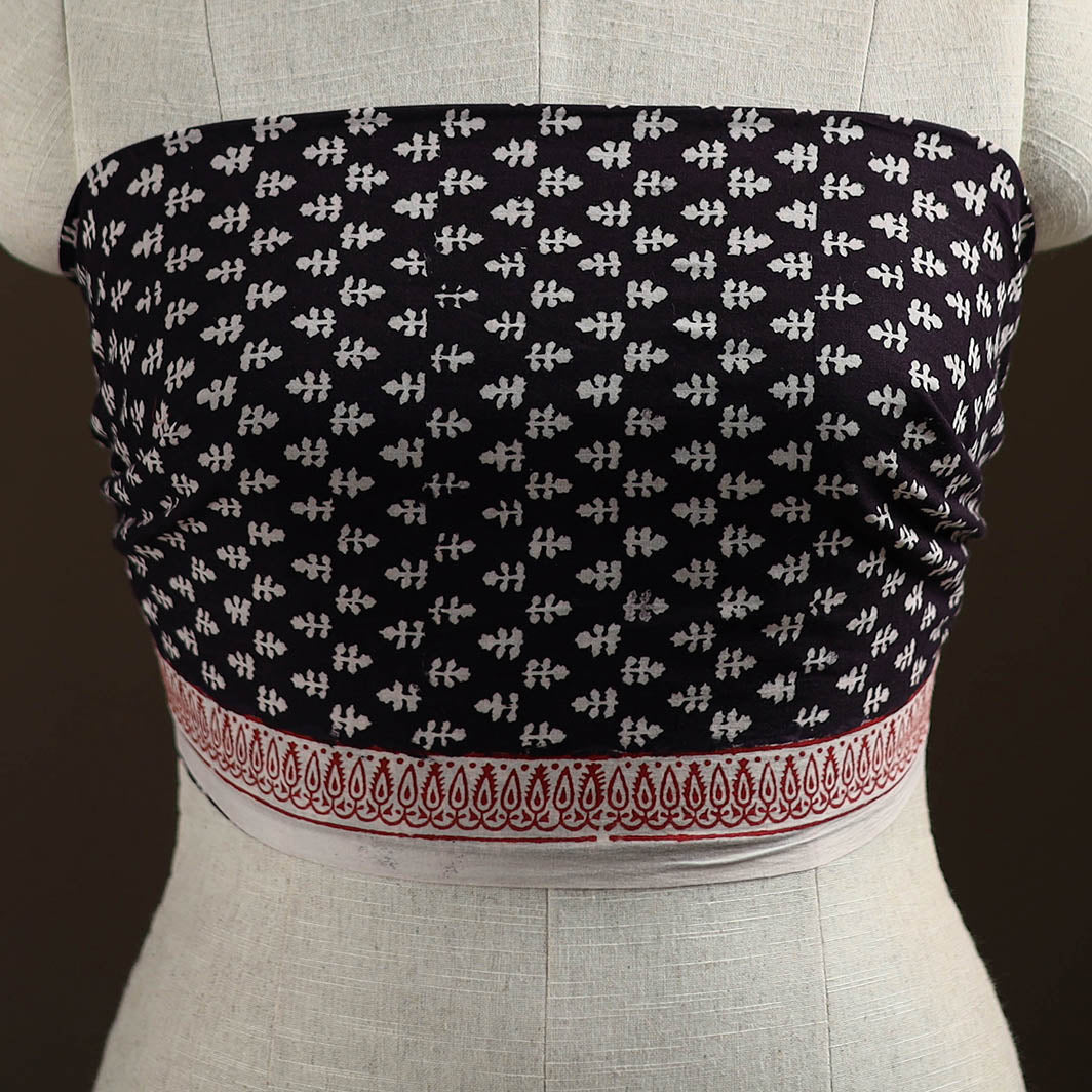 Black - Bagh Hand Block Print Natural Dyed Cotton Blouse Piece 23