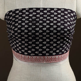 Black - Bagh Hand Block Print Natural Dyed Cotton Blouse Piece 23