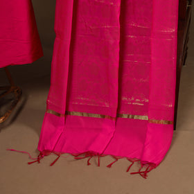 Pink - 2pc slub silk unstitched plain dress material