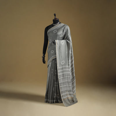 Chanderi Silk Akola Hand Block Print Natural Dyed Saree 06