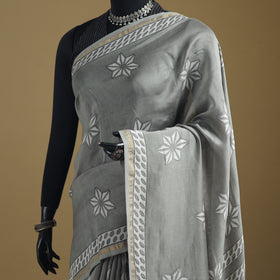 Chanderi Silk Akola Hand Block Print Natural Dyed Saree 06