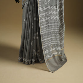 Chanderi Silk Akola Hand Block Print Natural Dyed Saree 06
