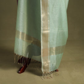 Green - handloom silk cotton tissue zari maheshwari dupatta