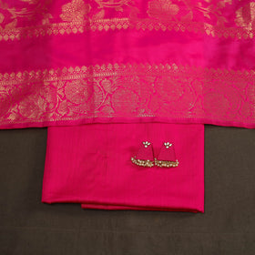 Pink - 2pc slub silk unstitched plain dress material