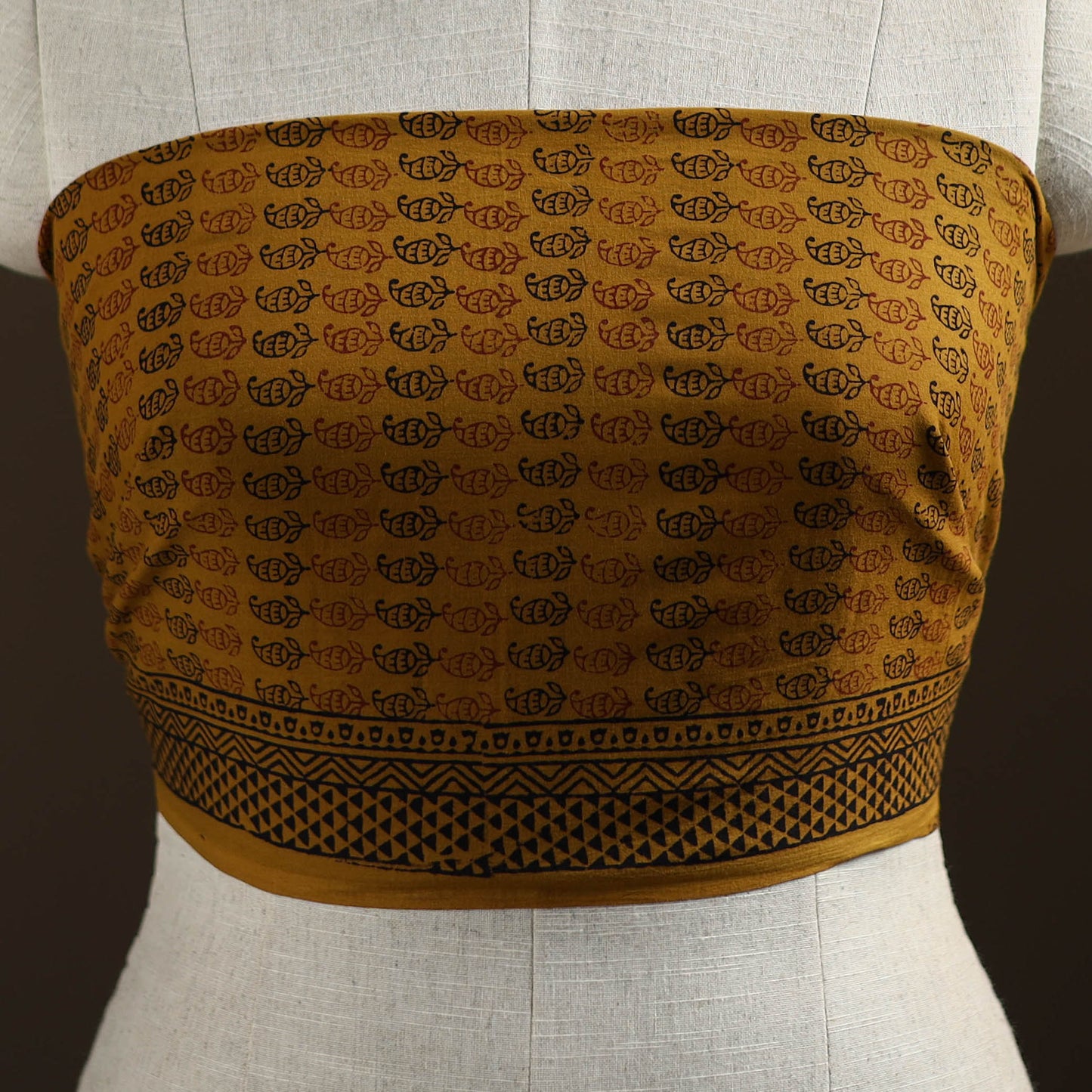 Yellow - Bagh Hand Block Print Natural Dyed Cotton Blouse Piece 26