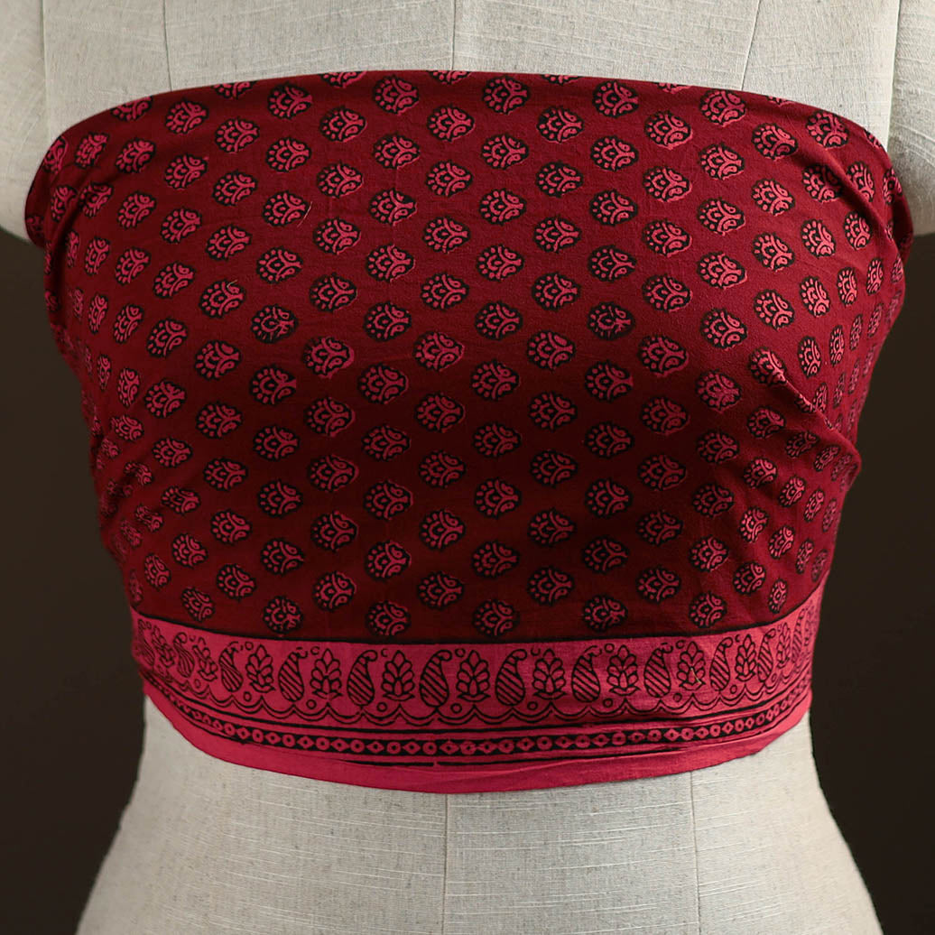Maroon - Bagh Hand Block Print Natural Dyed Cotton Blouse Piece 28