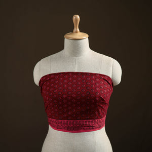 Maroon - Bagh Hand Block Print Natural Dyed Cotton Blouse Piece 28