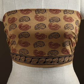 Beige - Bagh Hand Block Print Natural Dyed Cotton Blouse Piece 31