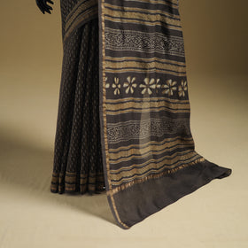 Chanderi Silk Akola Hand Block Print Natural Dyed Saree 08