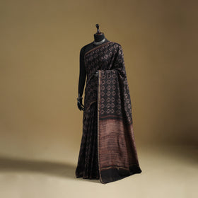 Chanderi Silk Akola Hand Block Print Natural Dyed Saree 09