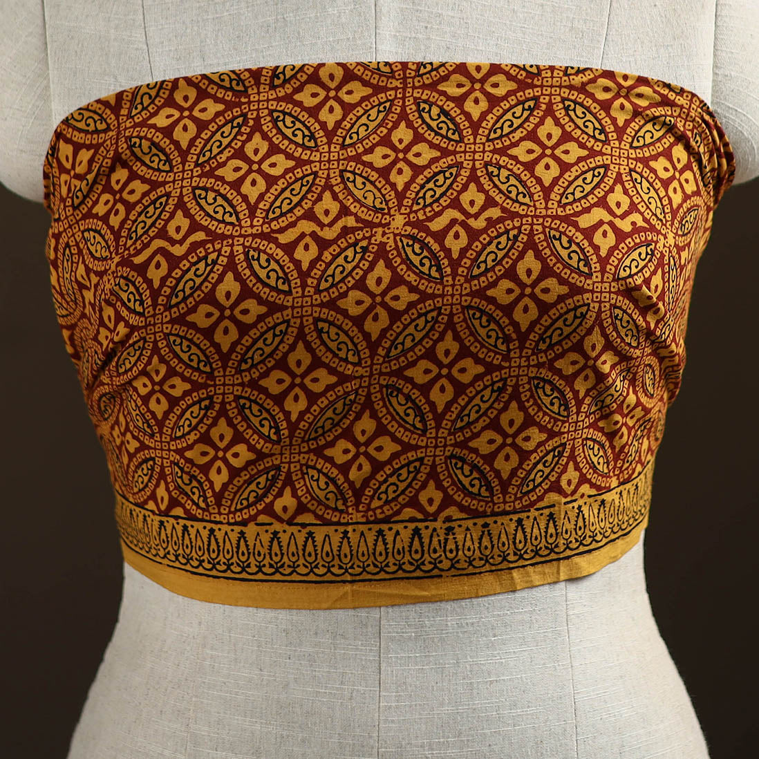 Yellow - Bagh Hand Block Print Natural Dyed Cotton Blouse Piece 33