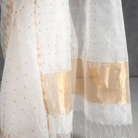 White - Burdwan Sequin Work Handloom Muslin Silk Saree