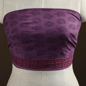 Purple - Bagh Hand Block Print Natural Dyed Cotton Blouse Piece 35