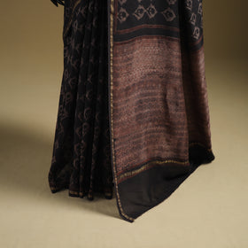 Chanderi Silk Akola Hand Block Print Natural Dyed Saree 09