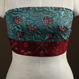 Blue - Bagru Hand Block Print Natural Dyed Cotton Blouse Piece 37