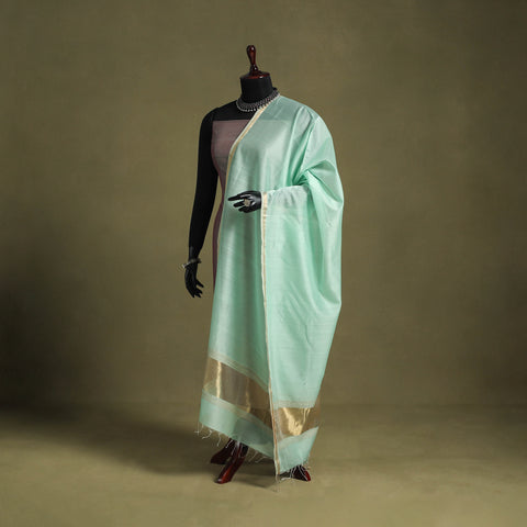 Green - handloom silk cotton maheshwari dupatta 36