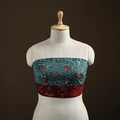 Blue - Bagru Hand Block Print Natural Dyed Cotton Blouse Piece 37