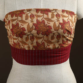 Beige - Bagru Hand Block Print Natural Dyed Cotton Blouse Piece 38