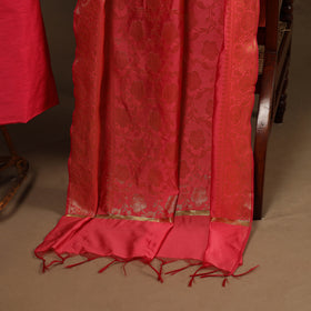 Pink - 2pc slub silk unstitched plain dress material