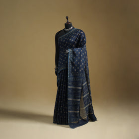 Chanderi Silk Akola Hand Block Print Natural Dyed Saree 13